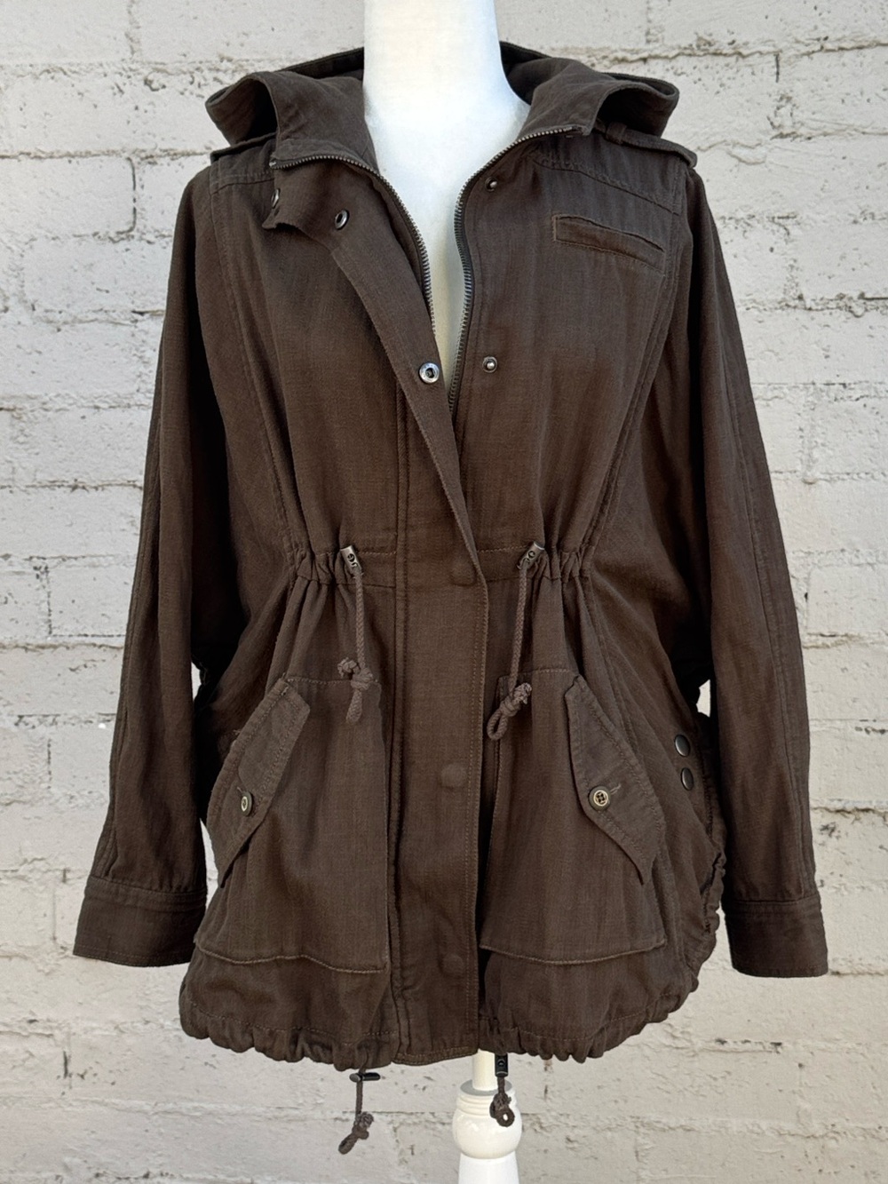 Free People Utility Jacket Faded Olive Brown Size S